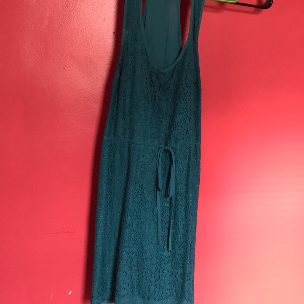 Women’s teal tie waist dress